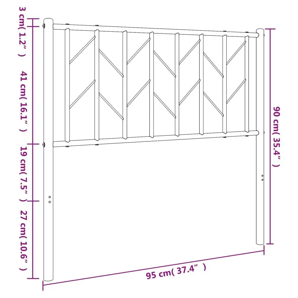 Metal Headboard Black 90 cm 374465