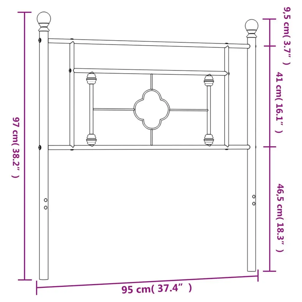 Metal Headboard Black 90 cm 374367