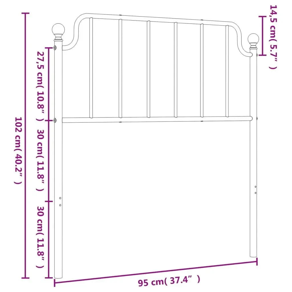 Metal Headboard Black 90 cm 373915