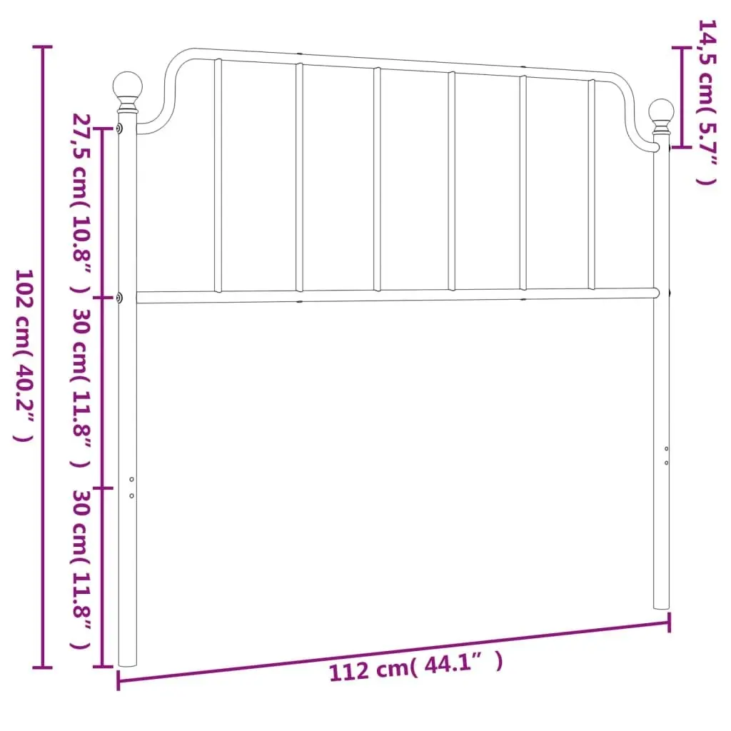 Metal Headboard White 107 cm 373966