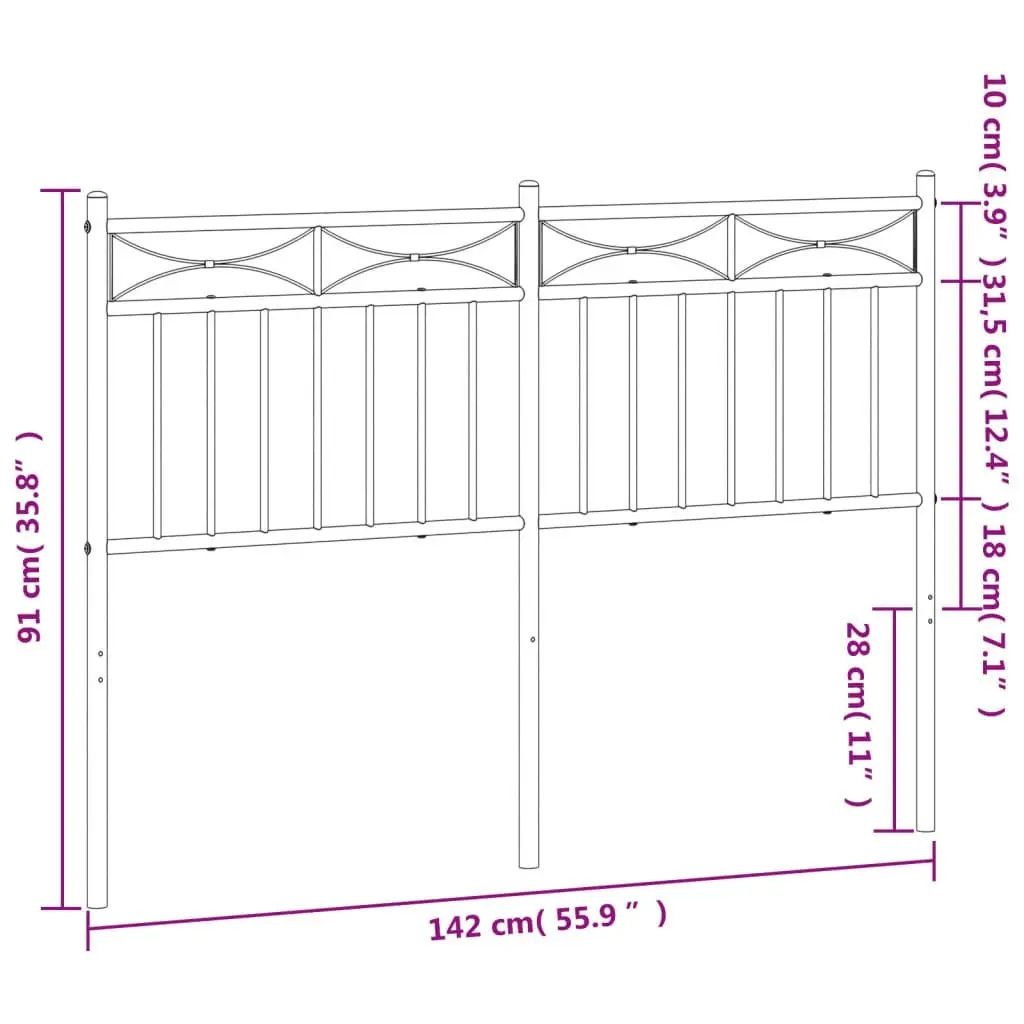 Metal Headboard White 137 cm 373772