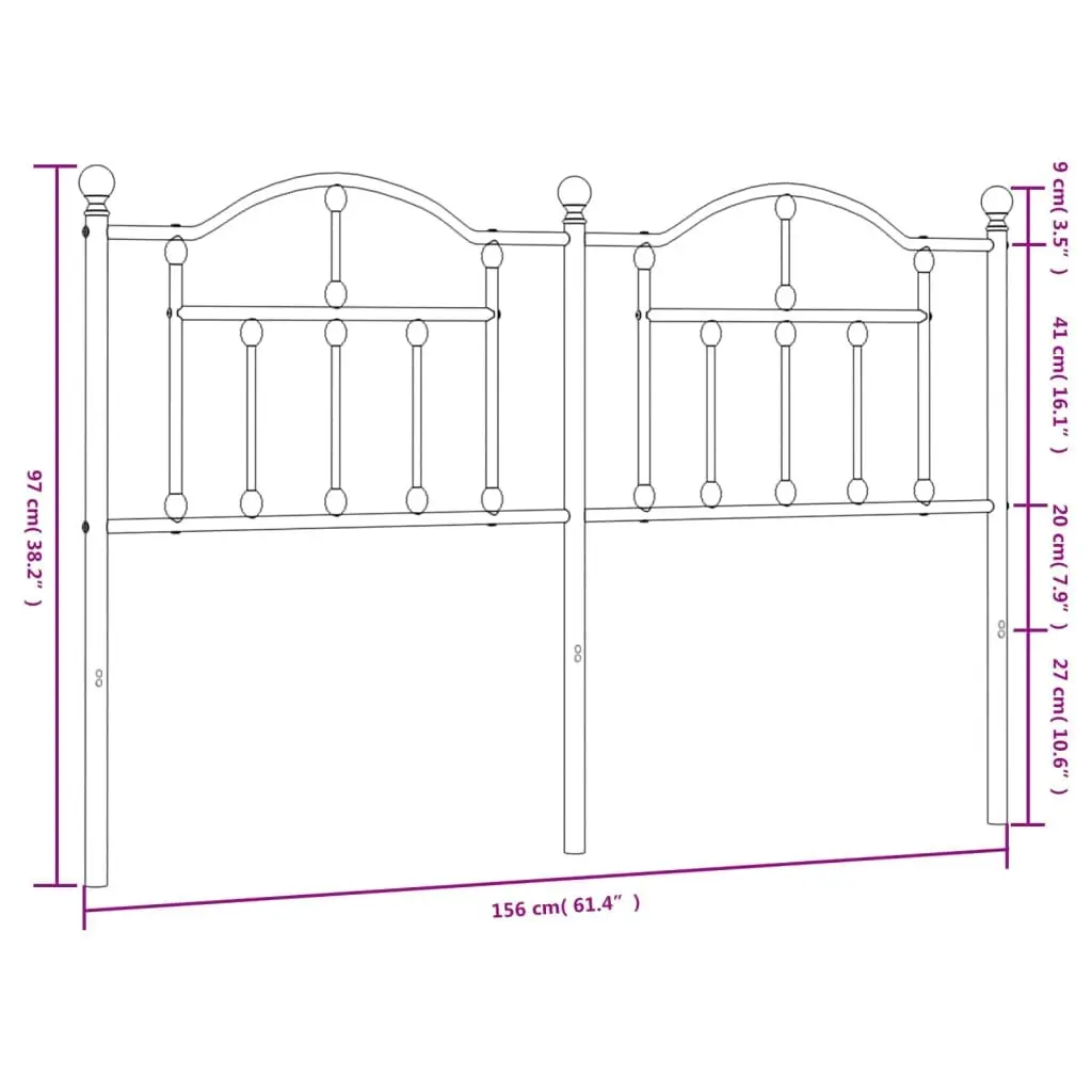 Metal Headboard White 152 cm 353522