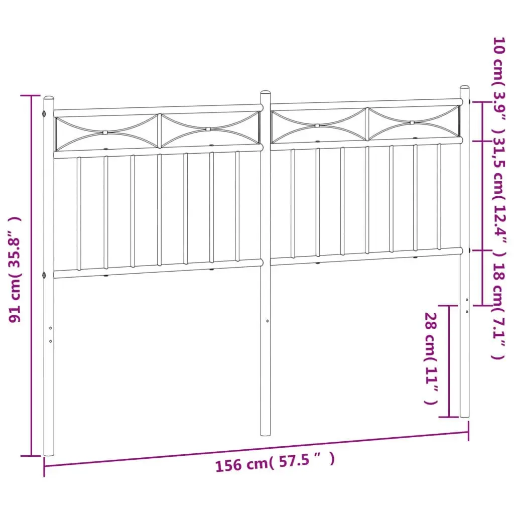 Metal Headboard White 152 cm Queen 373774