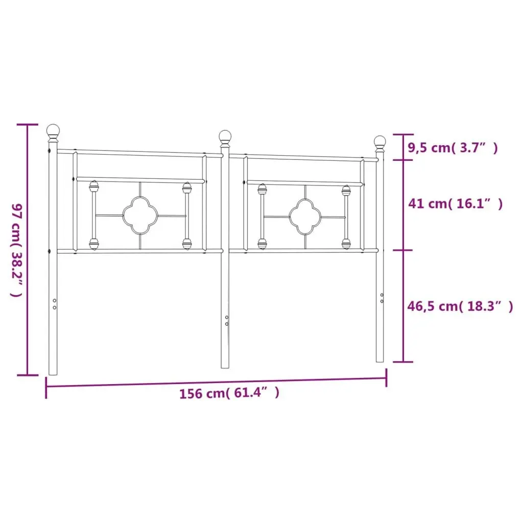 Metal Headboard White 152 cm 374422