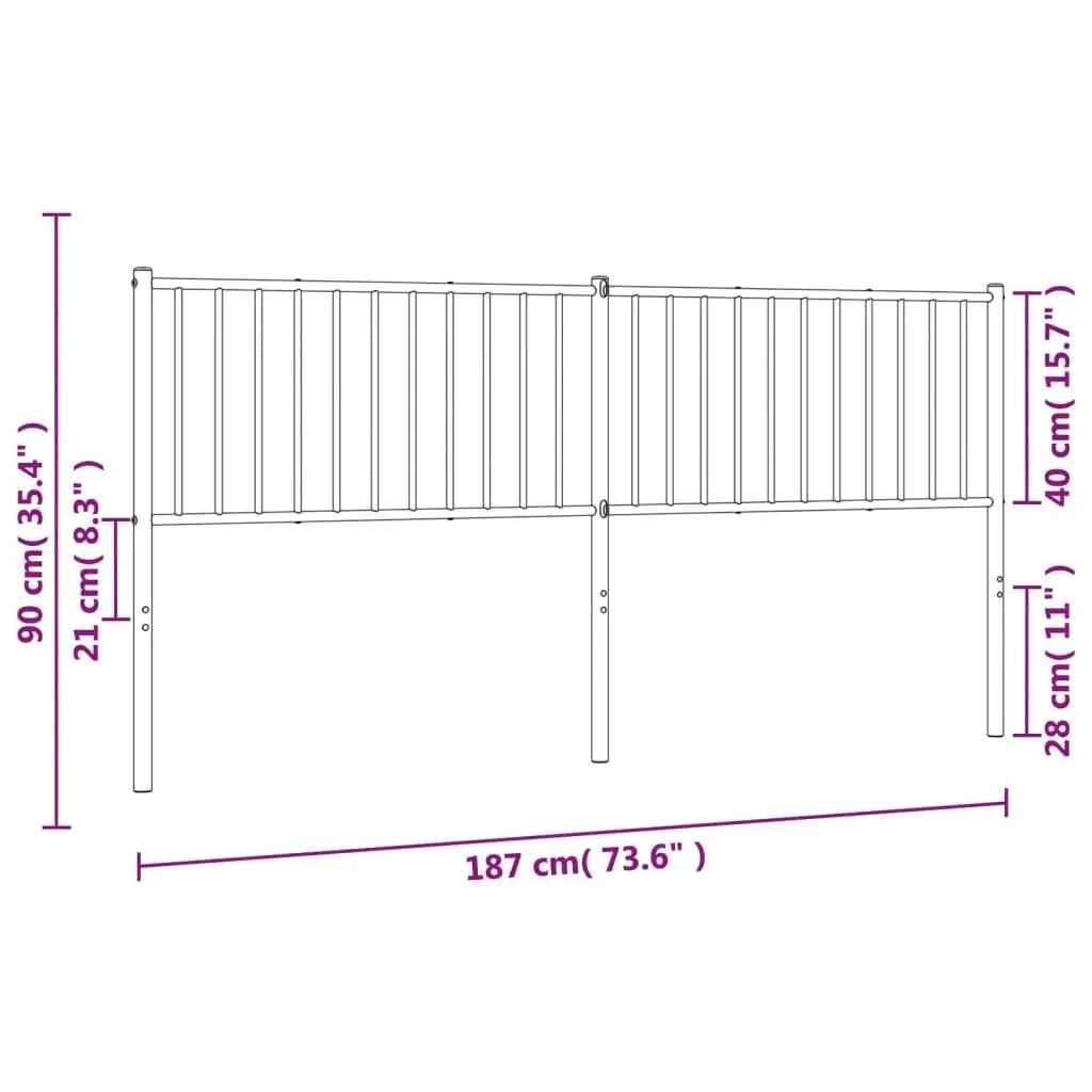 Metal Headboard White 183 cm 350967