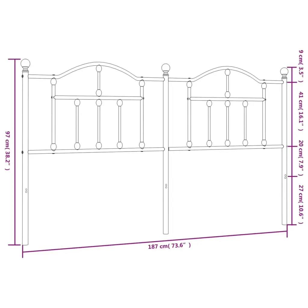 Metal Headboard White 183 cm 353524