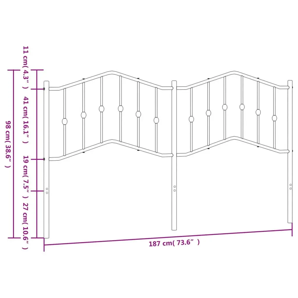 Metal Headboard White 183 cm King 373874