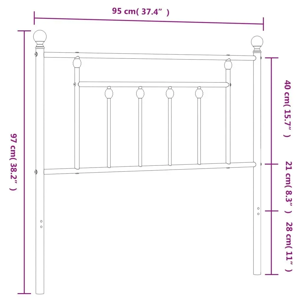 Metal Headboard White 90 cm 353614