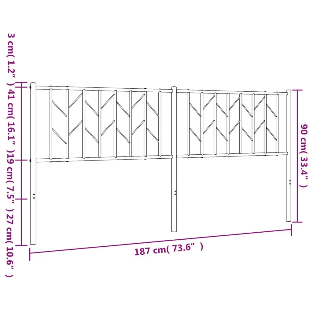 Metal Headboard White 183 cm 374522