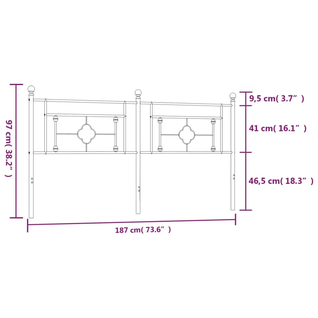 Metal Headboard White 183 cm 374424