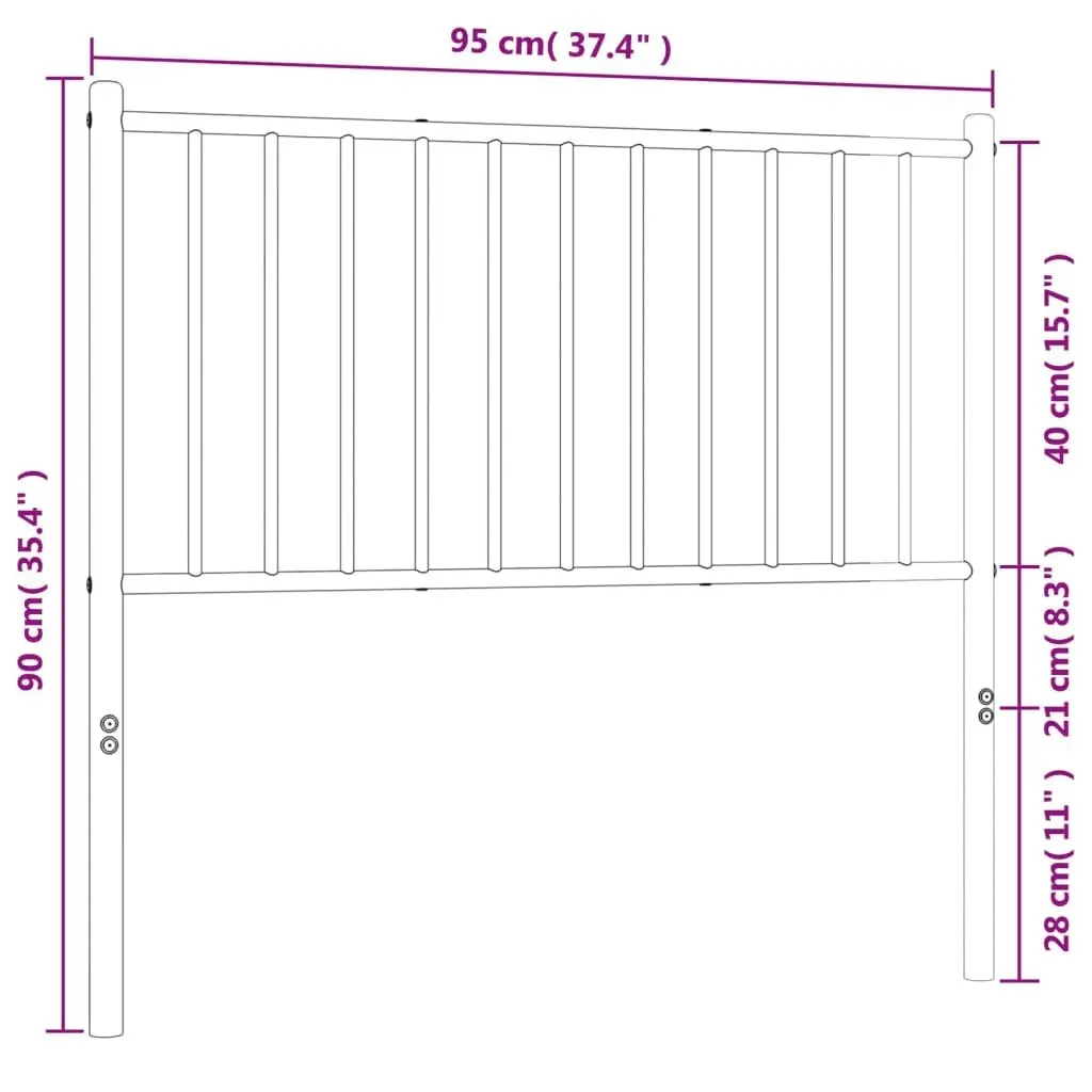 Metal Headboard White 90 cm 350959