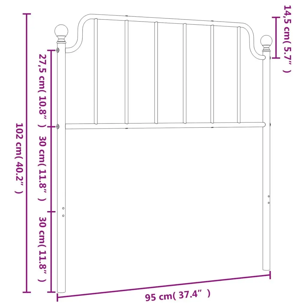 Metal Headboard White 90 cm 373964