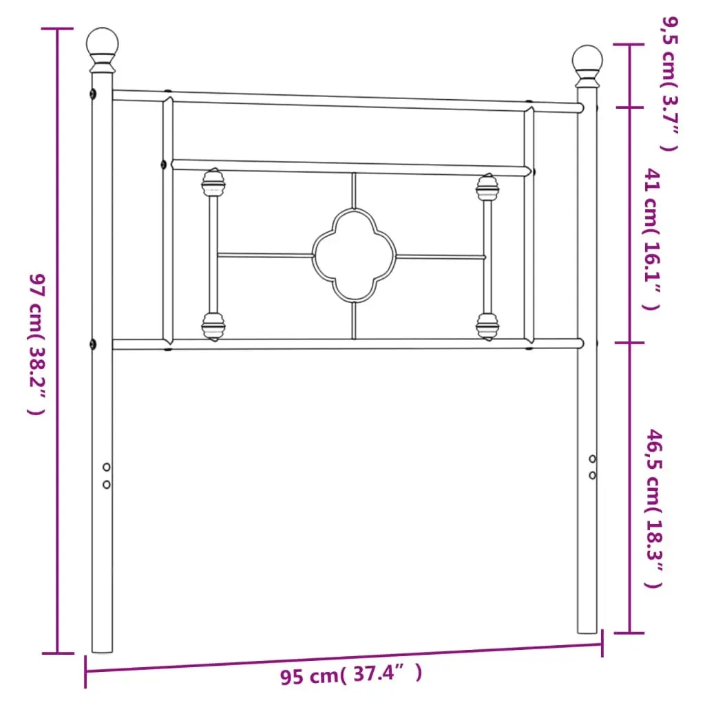 Metal Headboard White 90 cm 374416