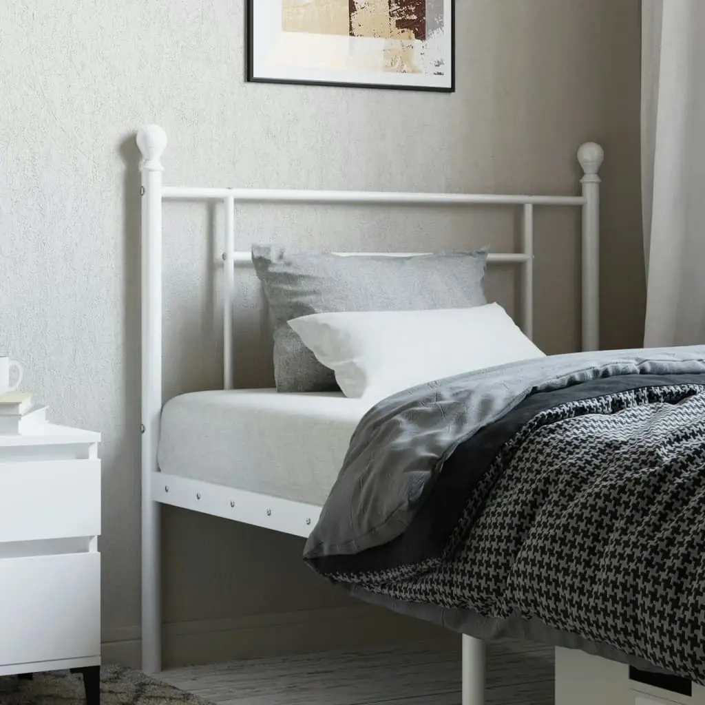 Metal Headboard White 90 cm 374416