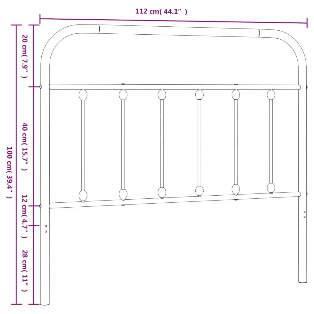 Metal Headboard Black 107 cm 352608