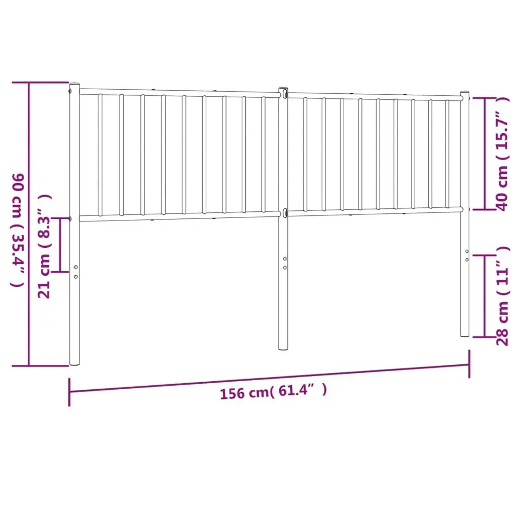 Metal Headboard Black 152 cm 350898