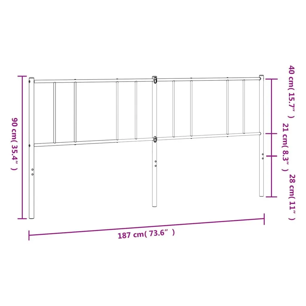 Metal Headboard Black 183 cm 352516