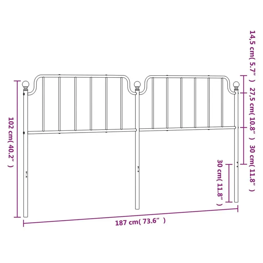 Metal Headboard Black 183 cm 373923