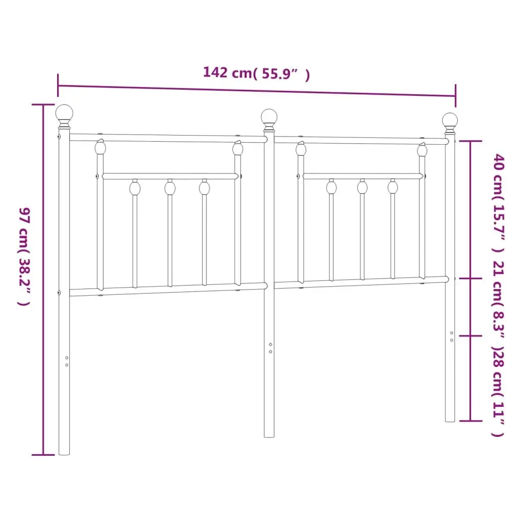 Metal Headboard Black 137 cm 353569