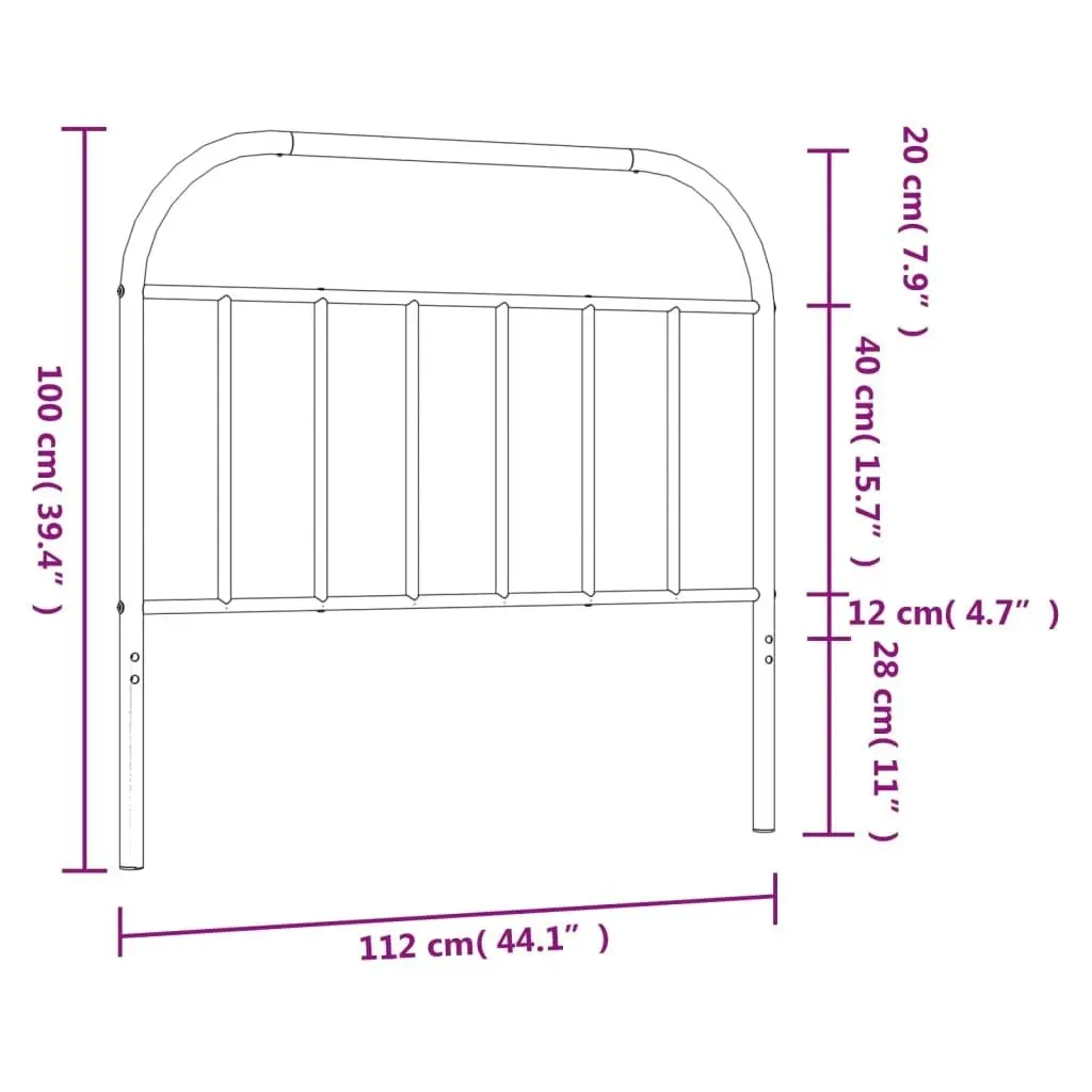 Metal Headboard Black 107 cm 353665