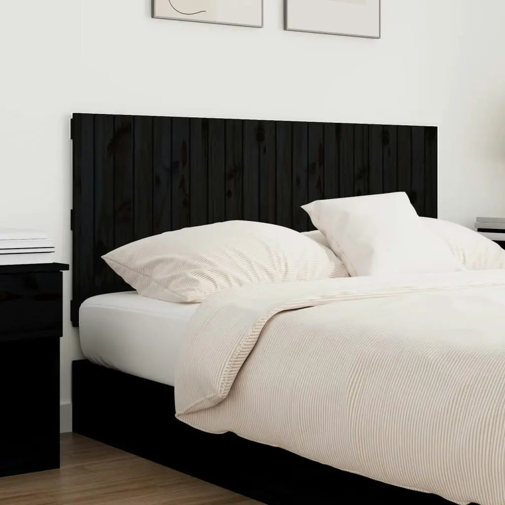 Wall Headboard Black 140x3x60 cm Solid Wood Pine 824872