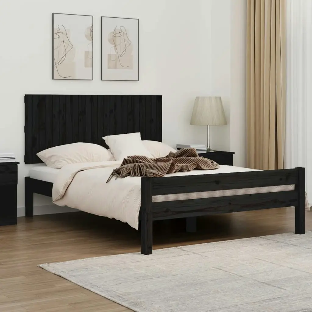 Wall Headboard Black 140x3x60 cm Solid Wood Pine 824872