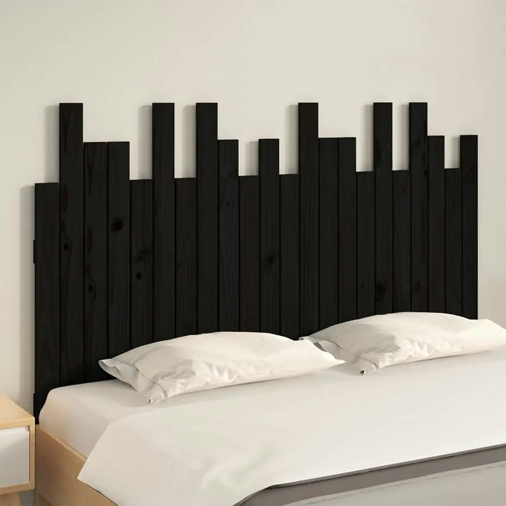 Wall Headboard Black 140x3x80 cm Solid Wood Pine 824822