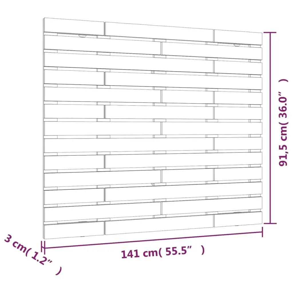 Wall Headboard Black 141x3x91.5 cm Solid Wood Pine 824712