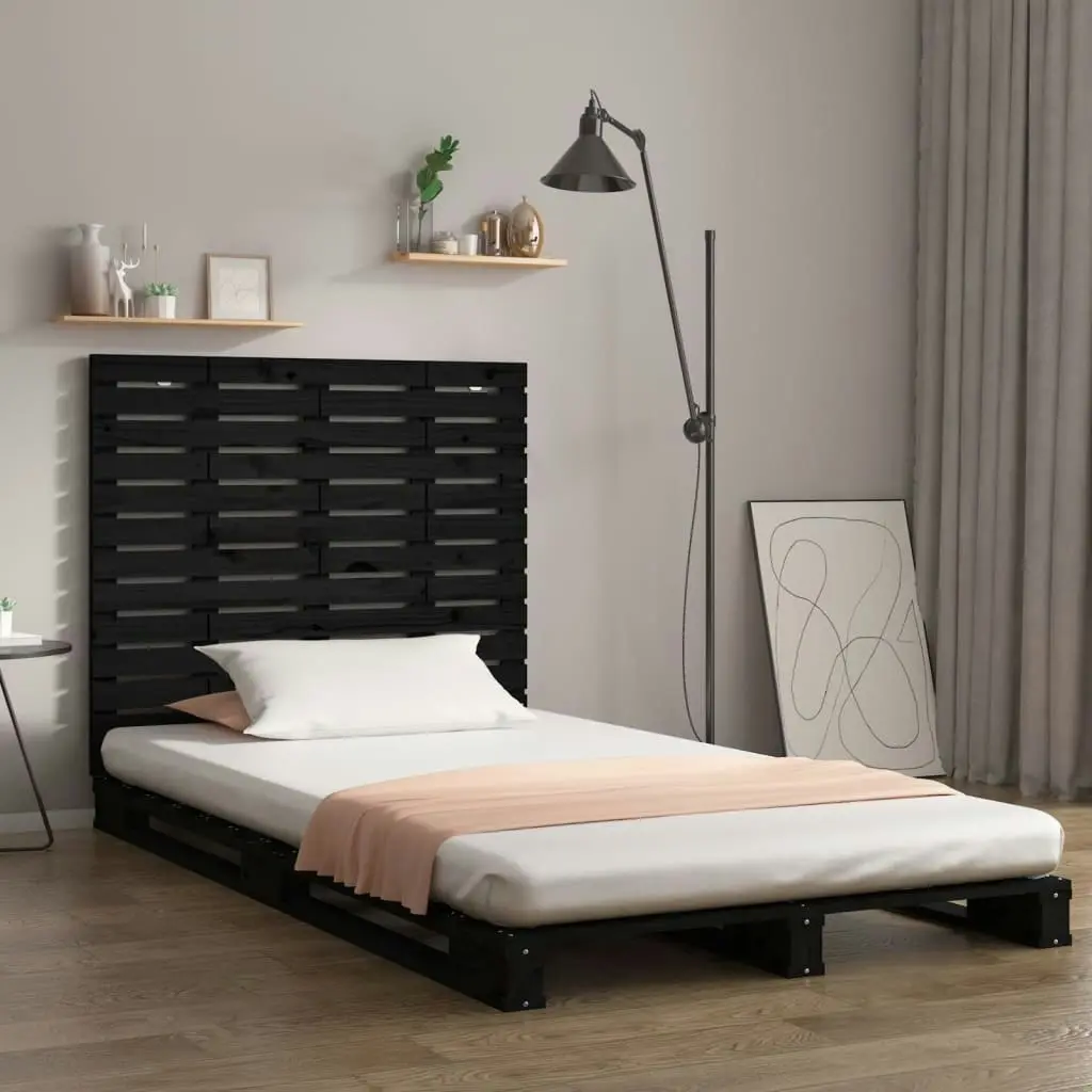 Wall Headboard Black 141x3x91.5 cm Solid Wood Pine 824712