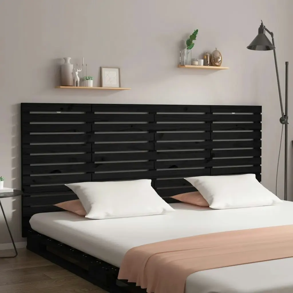 Wall Headboard Black 156 cm Solid Wood Pine 824692