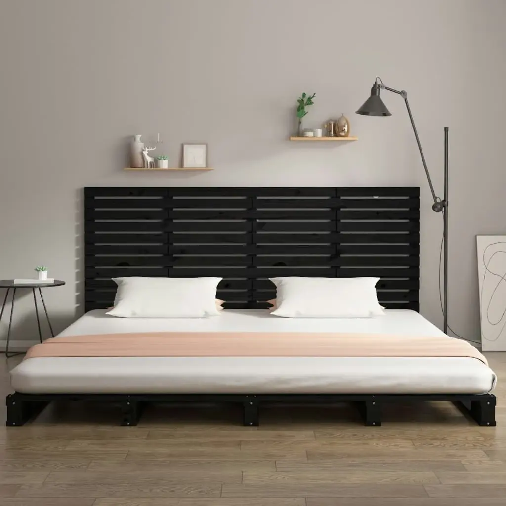 Wall Headboard Black 156 cm Solid Wood Pine 824692