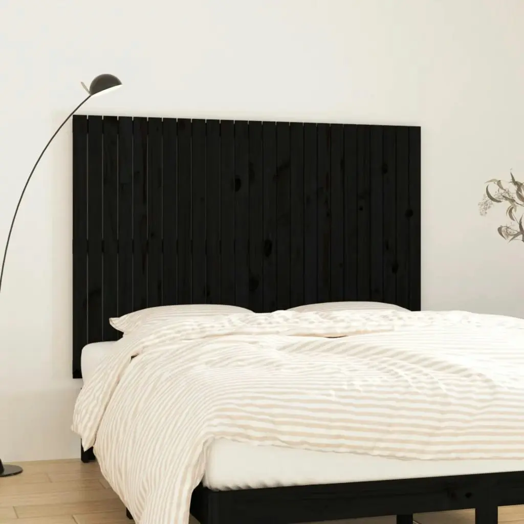 Wall Headboard Black 159.5x3x110 cm Solid Wood Pine 824952