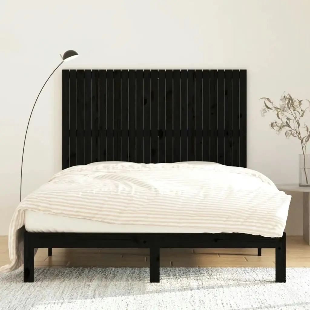 Wall Headboard Black 159.5x3x110 cm Solid Wood Pine 824952