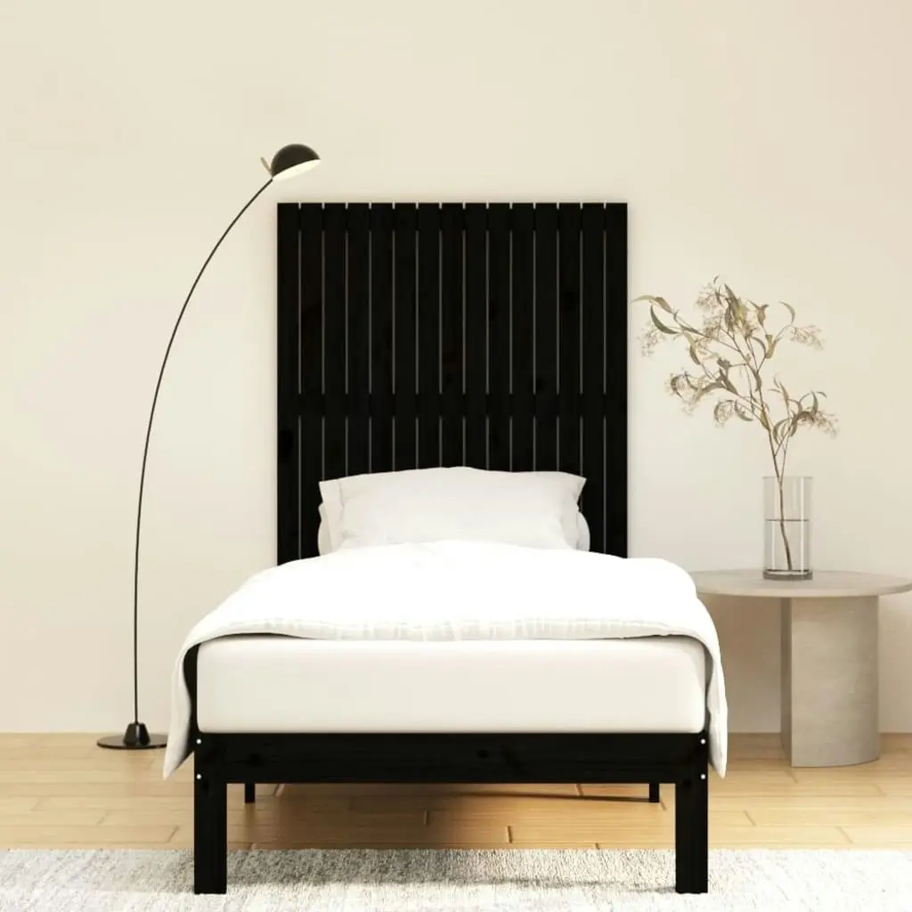 Wall Headboard Black 95.5x3x110 cm Solid Wood Pine 824937