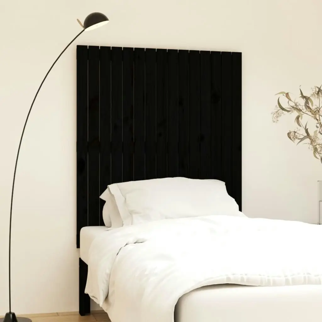 Wall Headboard Black 95.5x3x110 cm Solid Wood Pine 824937