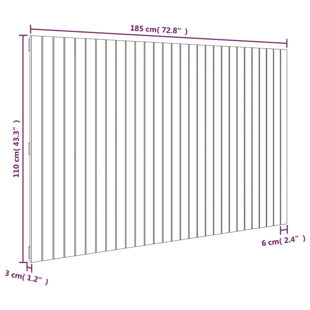 Wall Headboard 185 cm Solid Wood Pine 824963