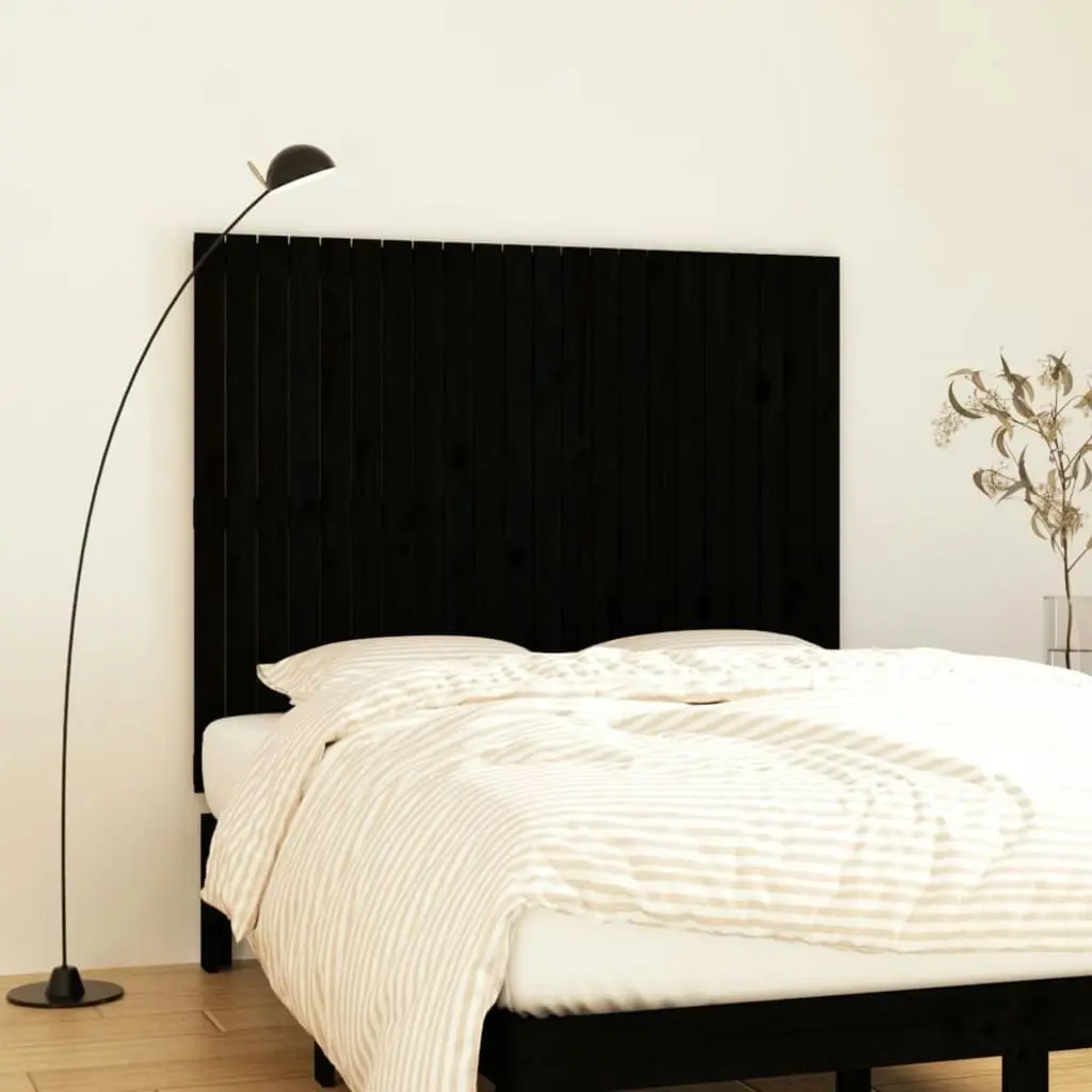 Wall Headboard Black 140x3x110 cm Solid Wood Pine 824972