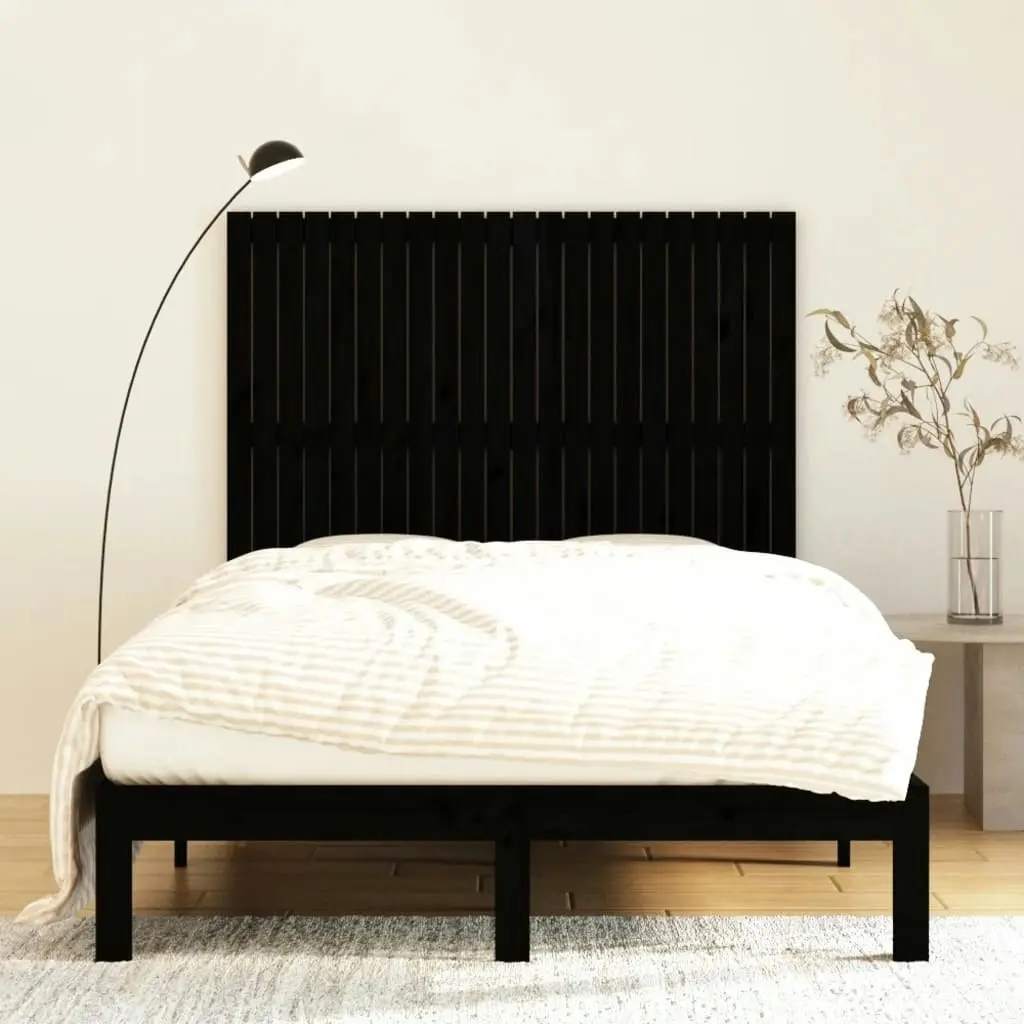 Wall Headboard Black 140x3x110 cm Solid Wood Pine 824972