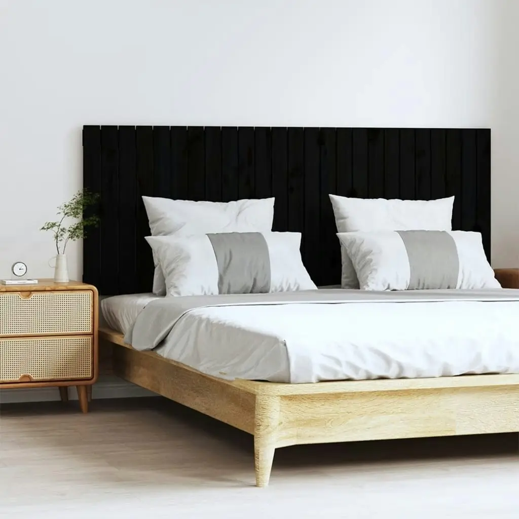 Wall Headboard Black 159.5x3x60 cm Solid Wood Pine 824852