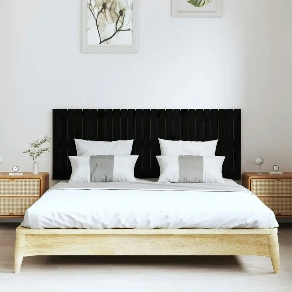 Wall Headboard Black 159.5x3x60 cm Solid Wood Pine 824852