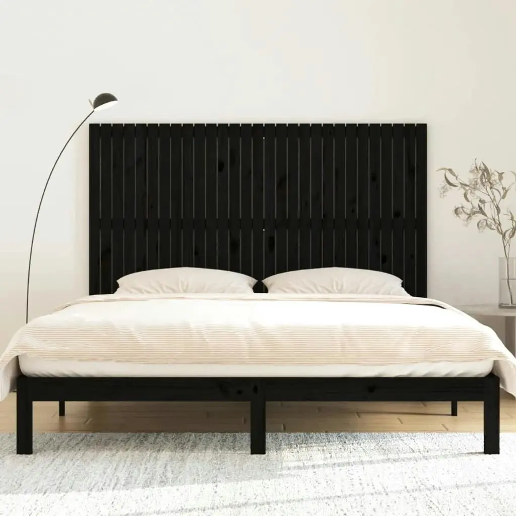 Wall Headboard Black 185x3x110 cm Solid Wood Pine 824967