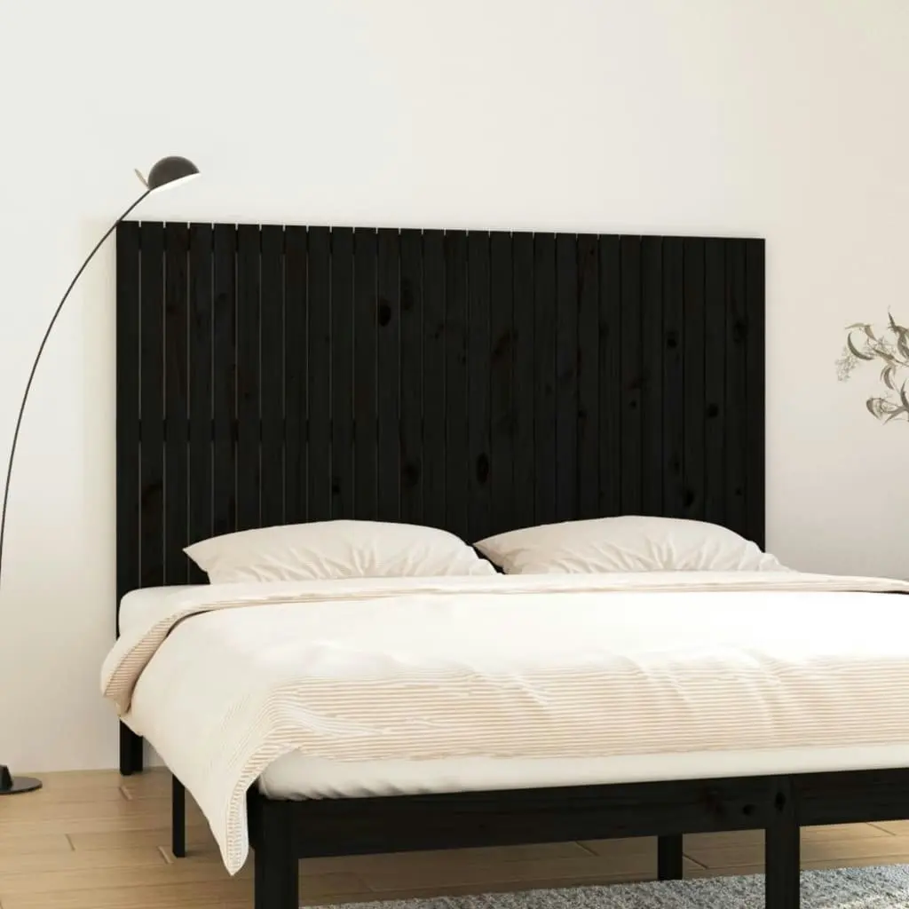 Wall Headboard Black 185x3x110 cm Solid Wood Pine 824967