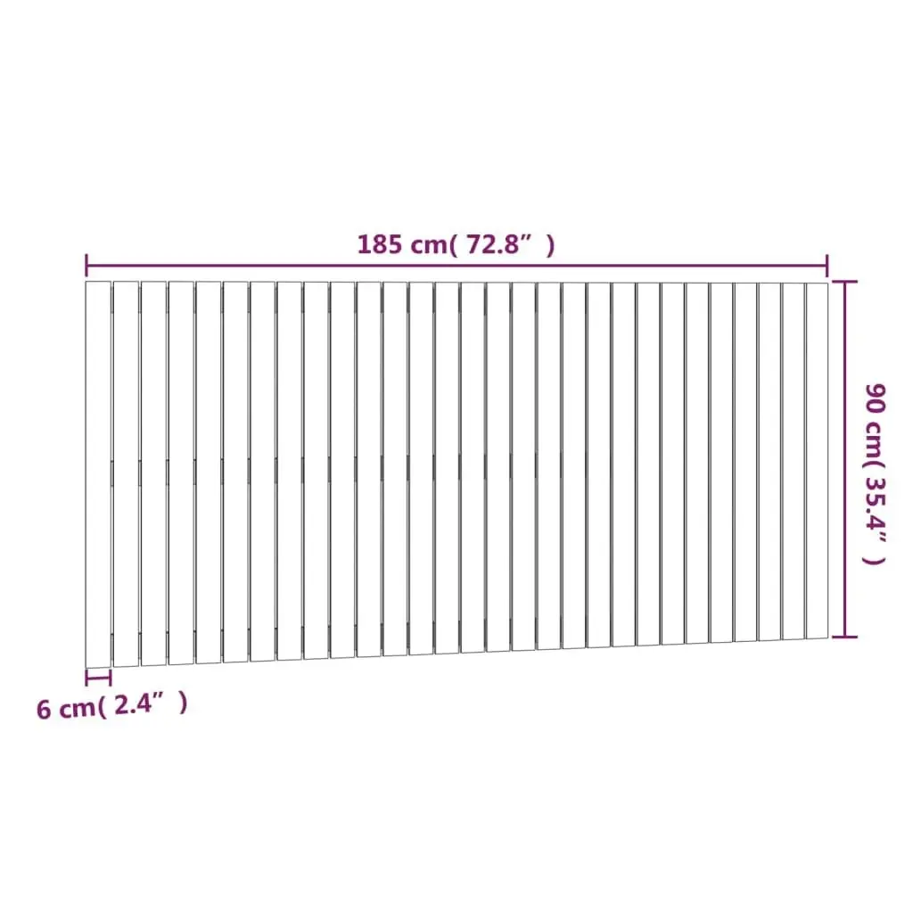 Wall Headboard White 185x3x90 cm Solid Wood Pine 824914