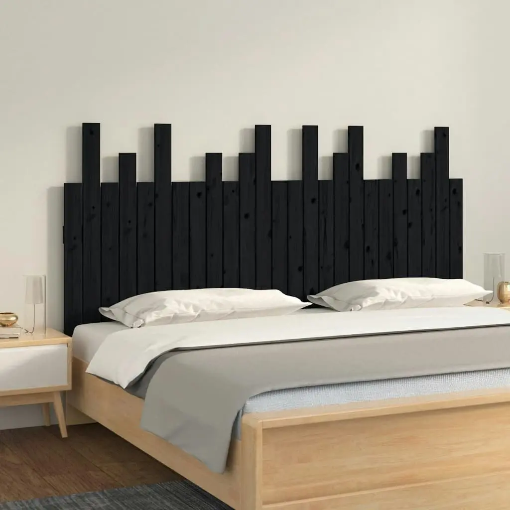 Wall Headboard Black 159.5 cm Solid Wood Pine 824802