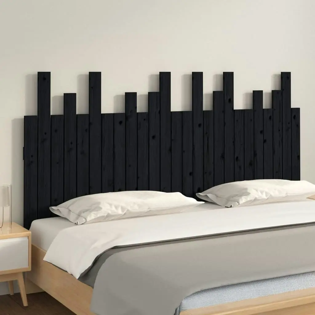 Wall Headboard Black 159.5 cm Solid Wood Pine 824802