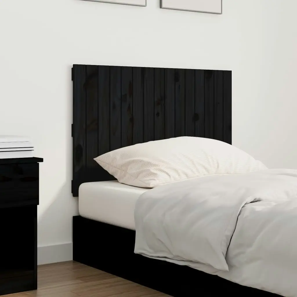 Wall Headboard Black 95.5x3x60 cm Solid Wood Pine 824837