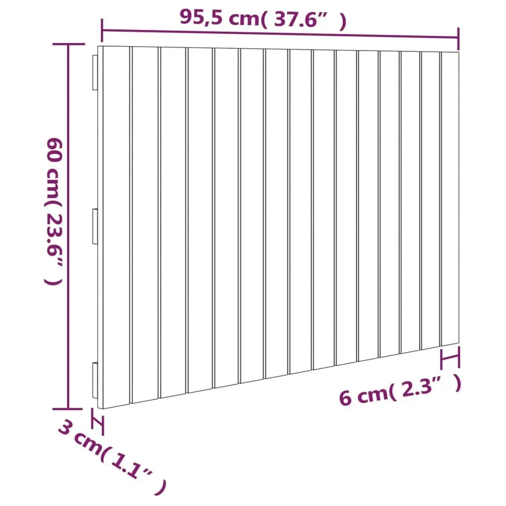 Wall Headboard Black 95.5x3x60 cm Solid Wood Pine 824837