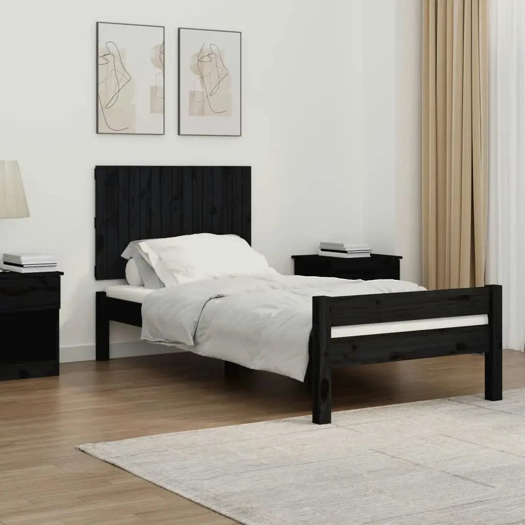 Wall Headboard Black 95.5x3x60 cm Solid Wood Pine 824837