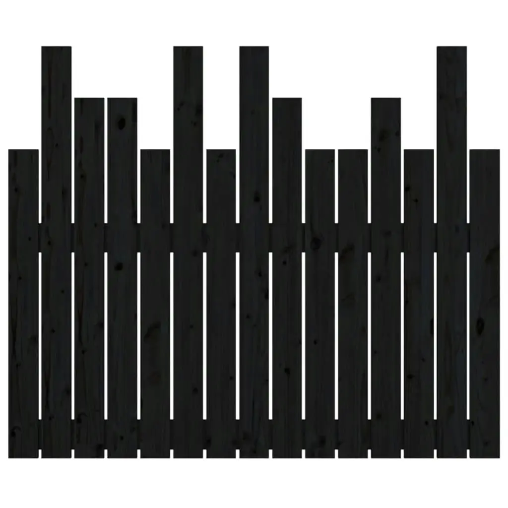 Wall Headboard Black 95.5x3x80 cm Solid Wood Pine 824787