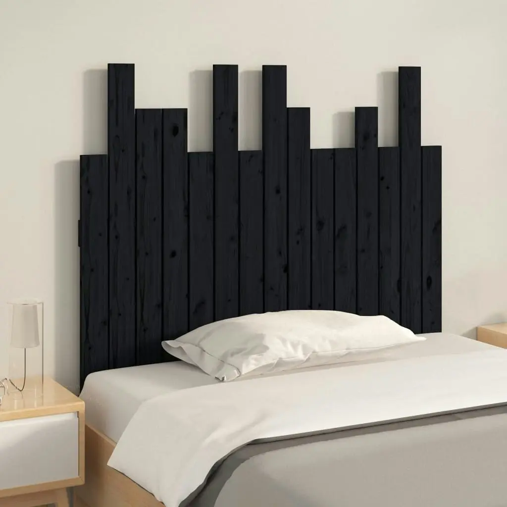 Wall Headboard Black 95.5x3x80 cm Solid Wood Pine 824787